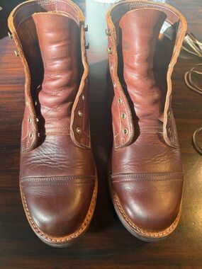 Brown Leather Cap-Toe Men's Work Boots